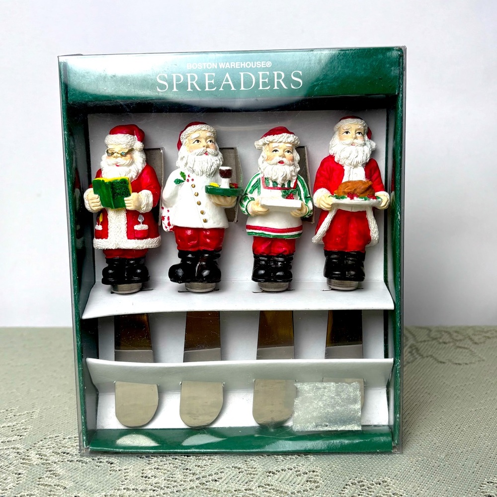 Vintage 1996 Resin Santa Claus‎ Chef Spreaders Set 4 Boston Warehouse Christmas